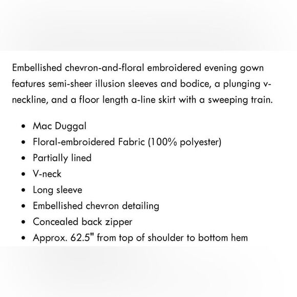 MAC DUGGAL EMBELLISHED ILLUSION LONG SLEEVE WRAP OVER A LINE GOWN/ Size 10 - Picture 6 of 10